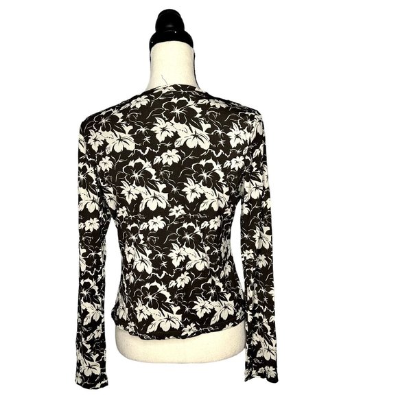 I.N.C International Concepts Brown and Cream Floral print Blouse Size M Petite - Picture 3 of 6